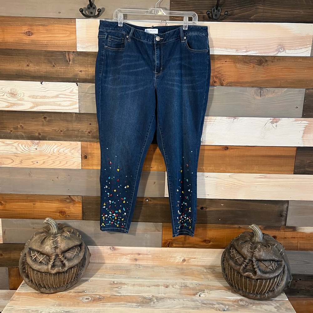 Lane Bryant ankle/calf  pants with jewels sewn in on front, size 20